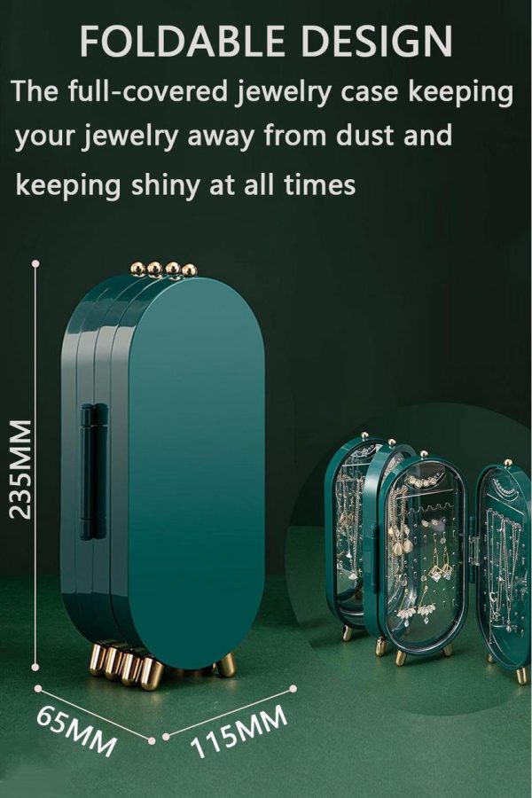 Screen Folding Jewelry Box (40*23*2cm) Jewellery Box Organiser With Mirror