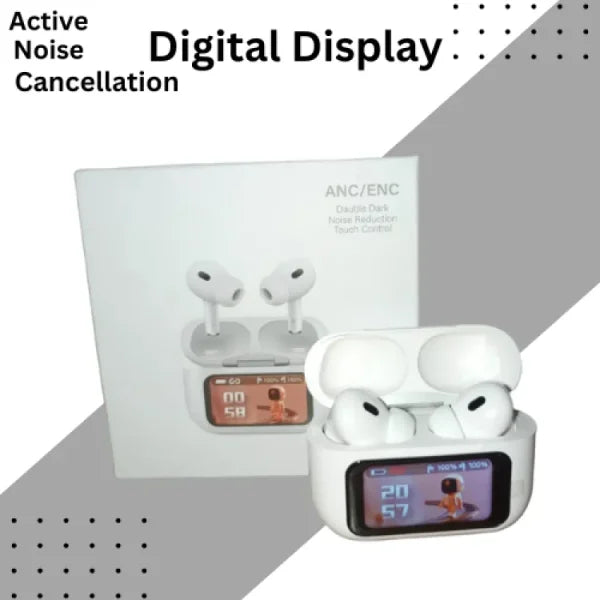 Airpods Pro With Digital Display – Anc And Transparency- Touch Volume Control – Digital Screen – Smooth Display – Games