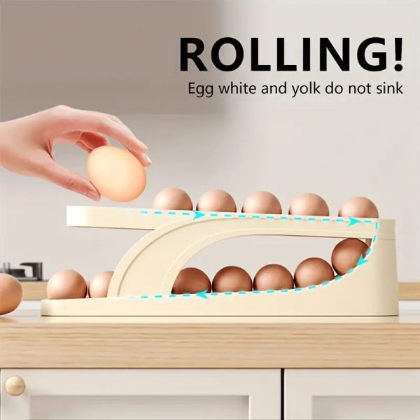 Egg Organizer Automatic Scrolling Egg Rack, Double Layer Egg Storage Tray